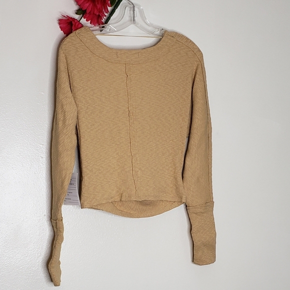 NEW Free People Faux Wrap Ribbed Lupine Tee Top Thermal Knit Bohemian Spring - Picture 3 of 12